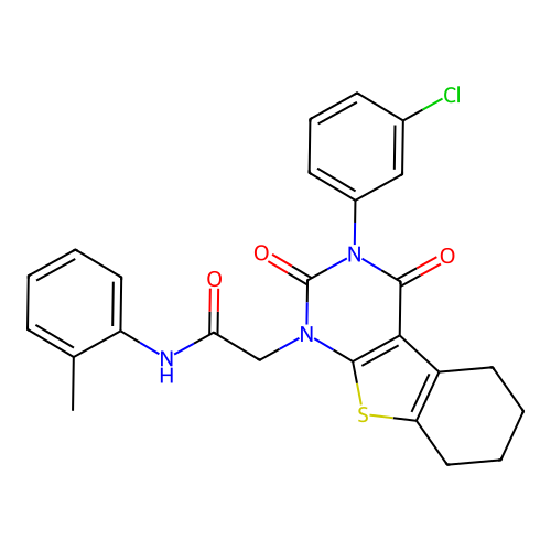 2-(3-(3-chlorophenyl)-2,4-dioxo-3,4,5,6,7,8-hexahydrobenzo[4,5]thieno[2,3-d]pyrimidin-1(2H)-yl)-N-(o-tolyl)acetamide structure