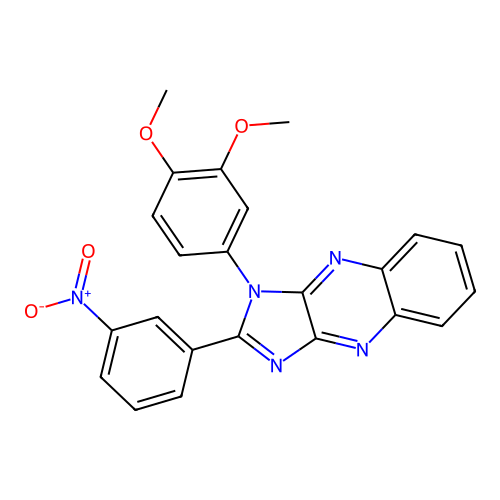 1-(3,4-dimethoxyphenyl)-2-(3-nitrophenyl)-1H-imidazo[4,5-b]quinoxaline structure
