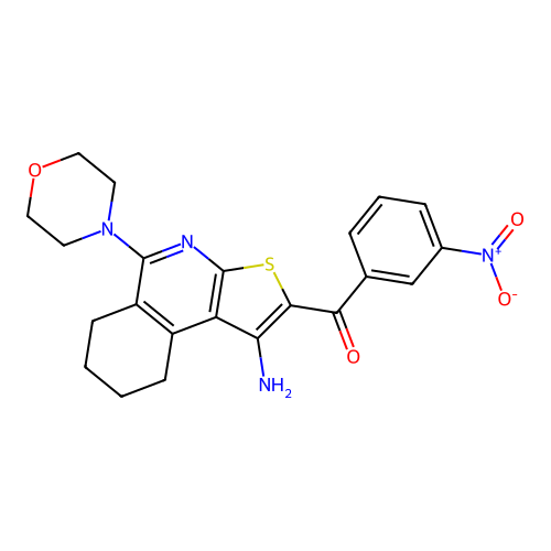 (1-amino-5-morpholin-4-yl-6,7,8,9-tetrahydrothieno[2,3-c]isoquinolin-2-yl)-(3-nitrophenyl)methanone structure