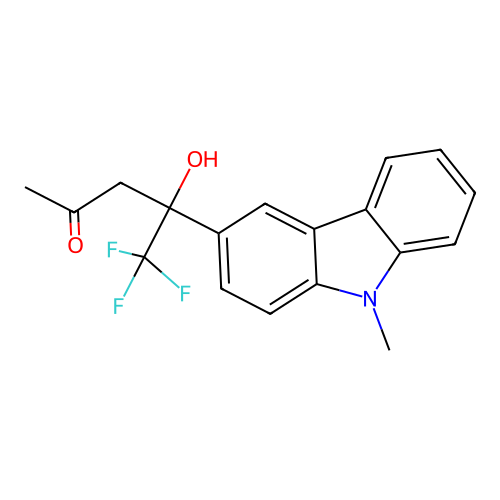 5,5,5-Trifluoro-4-hydroxy-4-(9-methylcarbazol-3-yl)pentan-2-one structure