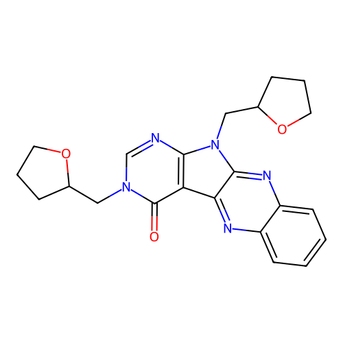 3,11-bis((tetrahydrofuran-2-yl)methyl)-3H-pyrimido[5',4':4,5]pyrrolo[2,3-b]quinoxalin-4(11H)-one structure