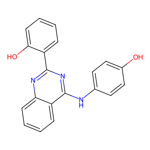 (6E)-6-[4-(4-hydroxyanilino)-1H-quinazolin-2-ylidene]cyclohexa-2,4-dien-1-one structure