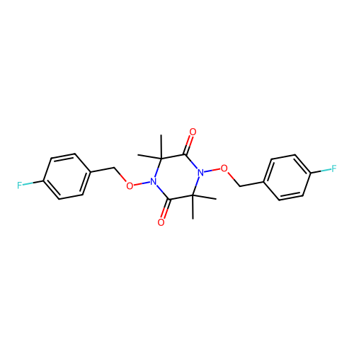 1,4-Bis((4-fluorobenzyl)oxy)-3,3,6,6-tetramethylpiperazine-2,5-dione structure