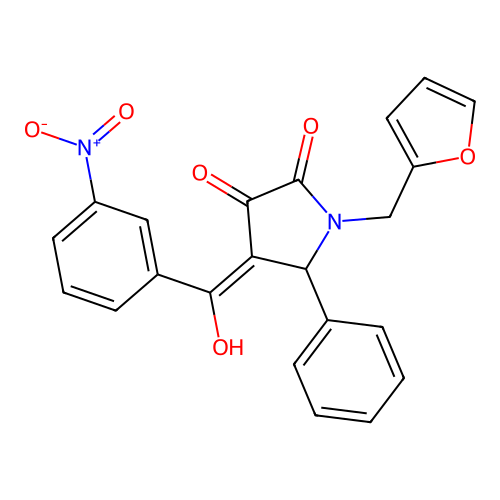 (4E)-1-(furan-2-ylmethyl)-4-[hydroxy(3-nitrophenyl)methylidene]-5-phenylpyrrolidine-2,3-dione structure