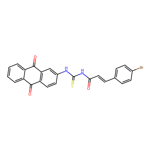 (E)-3-(4-bromophenyl)-N-((9,10-dioxo-9,10-dihydroanthracen-2-yl)carbamothioyl)acrylamide structure