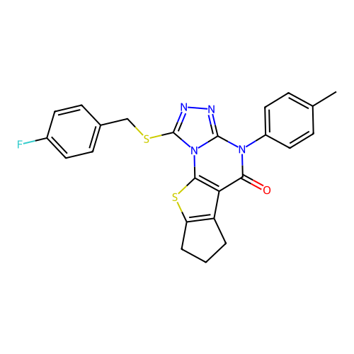 1-((4-fluorobenzyl)thio)-4-(p-tolyl)-7,8-dihydro-4H-cyclopenta[4,5]thieno[3,2-e][1,2,4]triazolo[4,3-a]pyrimidin-5(6H)-one structure