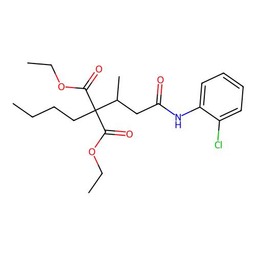 Diethyl butyl{4-[(2-chlorophenyl)amino]-4-oxobutan-2-yl}propanedioate structure