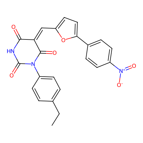 1-(4-ethylphenyl)-5-[[5-(4-nitrophenyl)-2-furyl]methylidene]-1,3-diazinane-2,4,6-trione structure