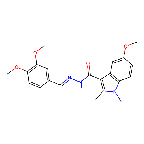 N'-(3,4-dimethoxybenzylidene)-5-methoxy-1,2-dimethyl-1H-indole-3-carbohydrazide structure
