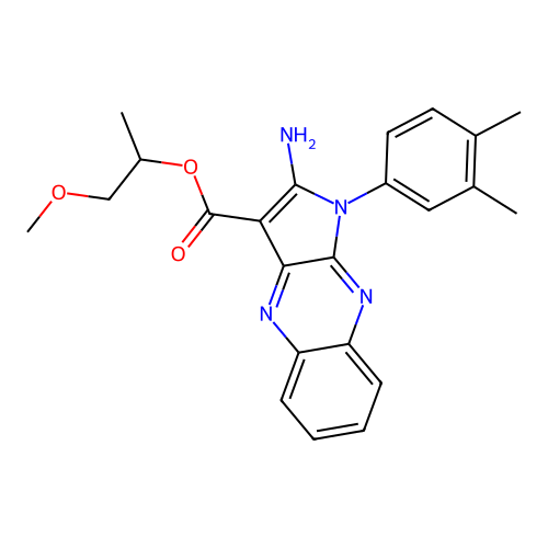 1-methoxypropan-2-yl 2-amino-1-(3,4-dimethylphenyl)-1H-pyrrolo[2,3-b]quinoxaline-3-carboxylate structure