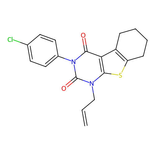 1-allyl-3-(4-chlorophenyl)-5,6,7,8-tetrahydrobenzo[4,5]thieno[2,3-d]pyrimidine-2,4(1H,3H)-dione structure