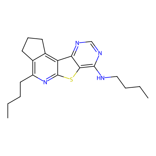N,4-dibutyl-2,3-dihydro-1H-cyclopenta[4',5']pyrido[3',2':4,5]thieno[3,2-d]pyrimidin-7-amine structure