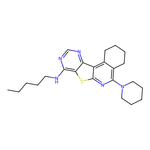 N-pentyl-5-(piperidin-1-yl)-1,2,3,4-tetrahydropyrimido[4',5':4,5]thieno[2,3-c]isoquinolin-8-amine structure