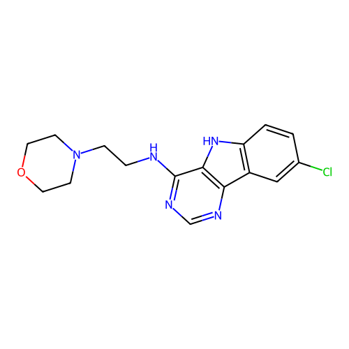 8-chloro-N-[2-(morpholin-4-yl)ethyl]-5H-pyrimido[5,4-b]indol-4-amine structure