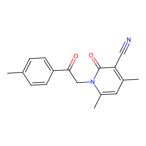 4,6-dimethyl-1-[2-(4-methylphenyl)-2-oxoethyl]-2-oxo-1,2-dihydropyridine-3-carbonitrile structure