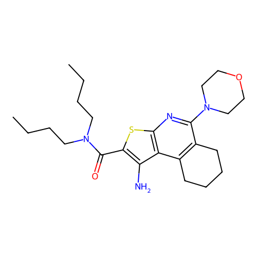 1-amino-N,N-dibutyl-5-morpholino-6,7,8,9-tetrahydrothieno[2,3-c]isoquinoline-2-carboxamide structure