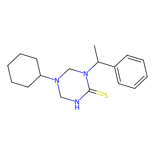 5-Cyclohexyl-1-(1-phenylethyl)-1,3,5-triazinane-2-thione structure