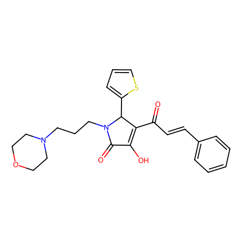 4-cinnamoyl-3-hydroxy-1-(3-morpholinopropyl)-5-(thiophen-2-yl)-1H-pyrrol-2(5H)-one structure