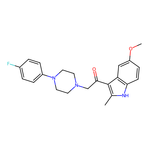 2-[4-(4-fluorophenyl)piperazin-1-yl]-1-(5-methoxy-2-methyl-1H-indol-3-yl)ethanone structure
