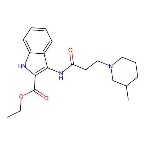 ethyl 3-{[3-(3-methylpiperidin-1-yl)propanoyl]amino}-1H-indole-2-carboxylate structure