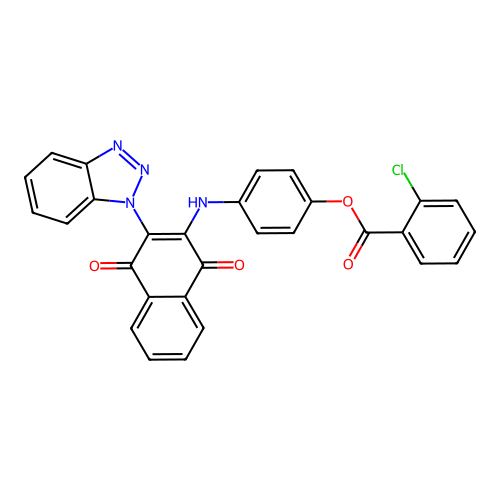 [4-[(3-benzotriazol-1-yl-1,4-dioxo-naphthalen-2-yl)amino]phenyl] 2-chlorobenzoate structure