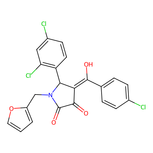 (4E)-4-[(4-chlorophenyl)(hydroxy)methylidene]-5-(2,4-dichlorophenyl)-1-(furan-2-ylmethyl)pyrrolidine-2,3-dione structure