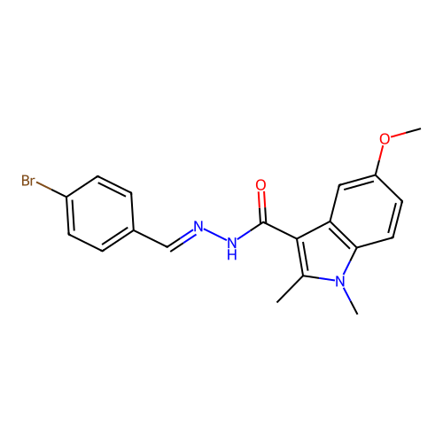 N'-(4-bromobenzylidene)-5-methoxy-1,2-dimethyl-1H-indole-3-carbohydrazide structure
