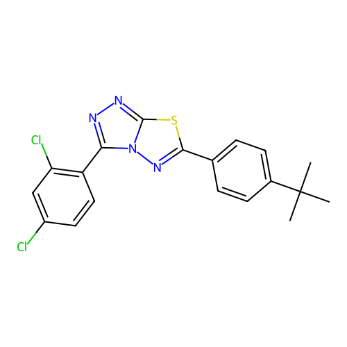 6-(4-tert-butylphenyl)-3-(2,4-dichlorophenyl)-[1,2,4]triazolo[3,4-b][1,3,4]thiadiazole structure