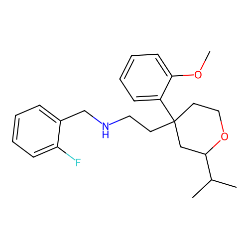 N-(2-fluorobenzyl)-2-[4-(2-methoxyphenyl)-2-(propan-2-yl)tetrahydro-2H-pyran-4-yl]ethanamine structure