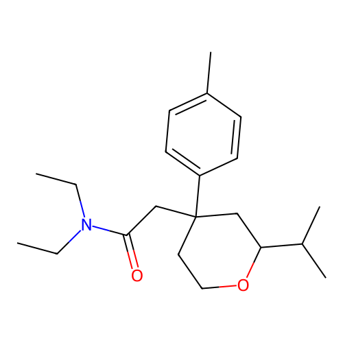 N,N-diethyl-2-(2-isopropyl-4-(p-tolyl)tetrahydro-2H-pyran-4-yl)acetamide structure