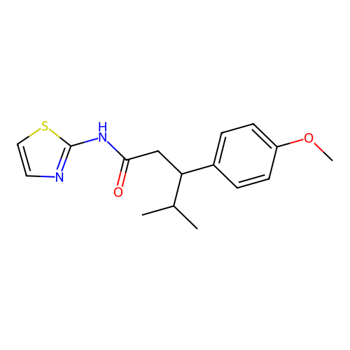 3-(4-methoxyphenyl)-4-methyl-N-(1,3-thiazol-2-yl)pentanamide structure