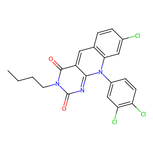 3-butyl-8-chloro-10-(3,4-dichlorophenyl)pyrimido[4,5-b]quinoline-2,4(3H,10H)-dione structure