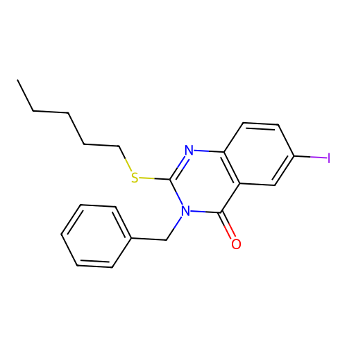 3-benzyl-6-iodo-2-(pentylthio)quinazolin-4(3H)-one structure