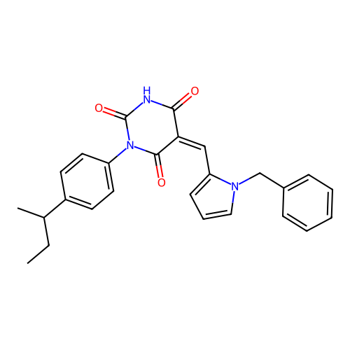 5-[(1-benzylpyrrol-2-yl)methylidene]-1-(4-butan-2-ylphenyl)-1,3-diazinane-2,4,6-trione structure