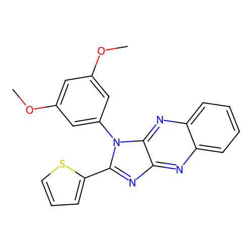 1-(3,5-dimethoxyphenyl)-2-(thiophen-2-yl)-1H-imidazo[4,5-b]quinoxaline structure