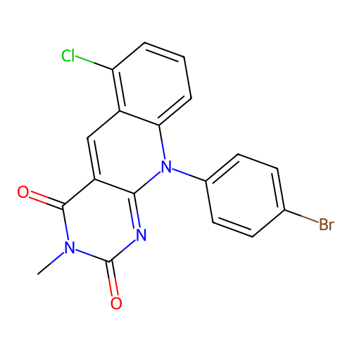 10-(4-bromophenyl)-6-chloro-3-methylpyrimido[4,5-b]quinoline-2,4(3H,10H)-dione structure