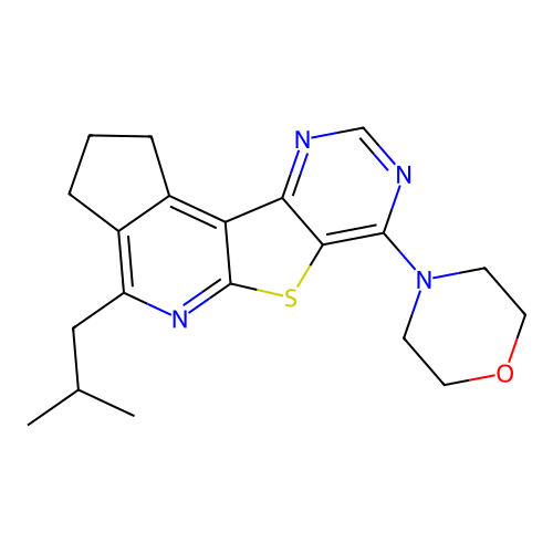 4-(2-methylpropyl)-7-(morpholin-4-yl)-2,3-dihydro-1H-cyclopenta[4',5']pyrido[3',2':4,5]thieno[3,2-d]pyrimidine structure