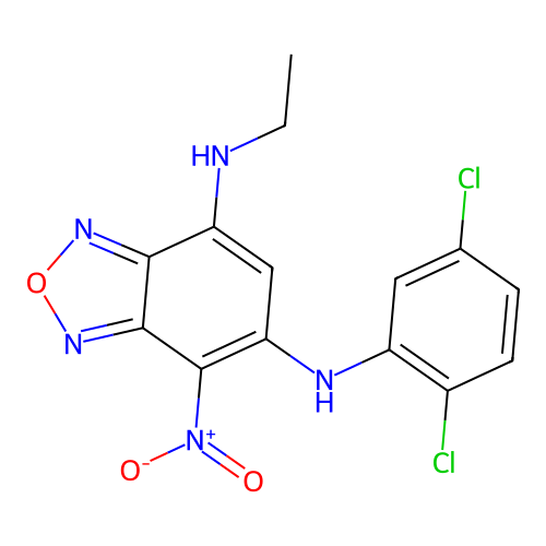 N~6~-(2,5-dichlorophenyl)-N~4~-ethyl-7-nitro-2,1,3-benzoxadiazole-4,6-diamine structure