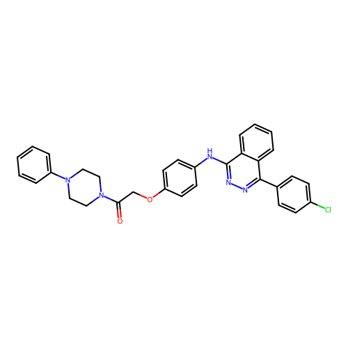 2-(4-((4-(4-chlorophenyl)phthalazin-1-yl)amino)phenoxy)-1-(4-phenylpiperazin-1-yl)ethanone structure