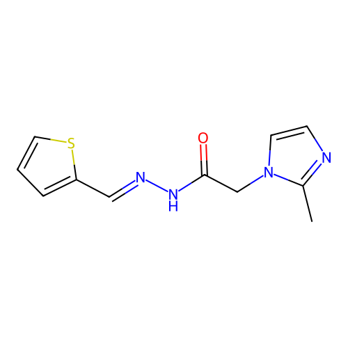 2-(2-methylimidazol-1-yl)-N-(thiophen-2-ylmethylideneamino)acetamide structure