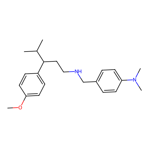 4-(((3-(4-methoxyphenyl)-4-methylpentyl)amino)methyl)-N,N-dimethylaniline structure