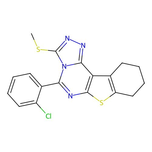5-(2-chlorophenyl)-3-(methylsulfanyl)-8,9,10,11-tetrahydro[1]benzothieno[3,2-e][1,2,4]triazolo[4,3-c]pyrimidine structure
