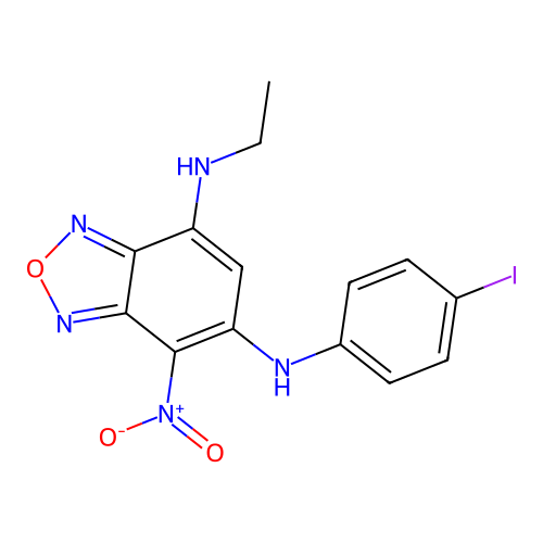 N~4~-ethyl-N~6~-(4-iodophenyl)-7-nitro-2,1,3-benzoxadiazole-4,6-diamine structure