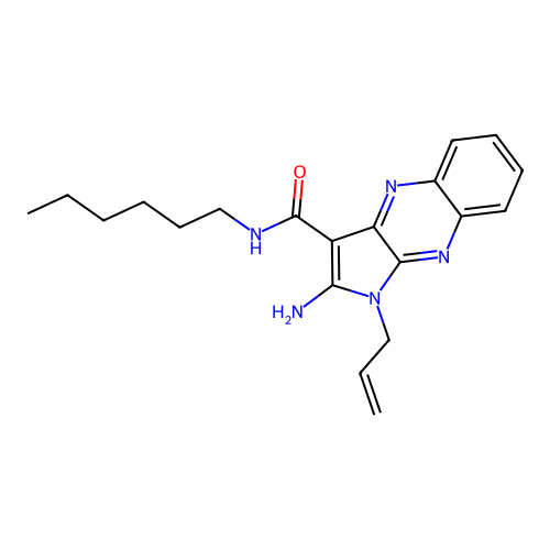 2-amino-N-hexyl-1-(prop-2-en-1-yl)-1H-pyrrolo[2,3-b]quinoxaline-3-carboxamide structure