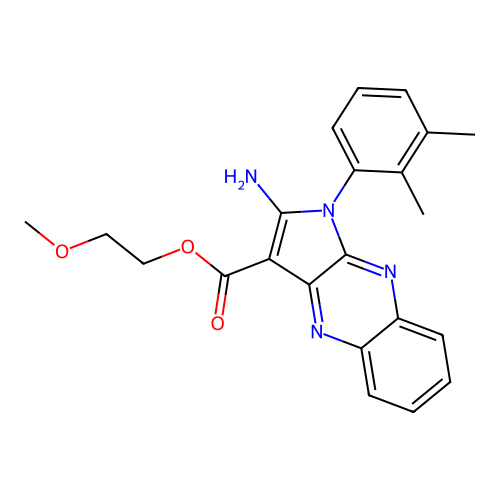 2-methoxyethyl 2-amino-1-(2,3-dimethylphenyl)-1H-pyrrolo[2,3-b]quinoxaline-3-carboxylate structure