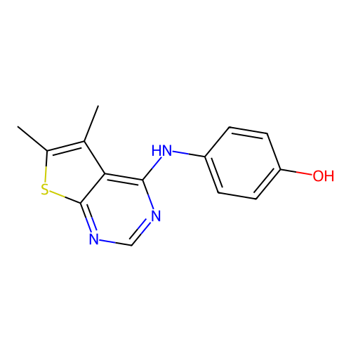 4-[(5,6-Dimethylthieno[2,3-d]pyrimidin-4-yl)amino]phenol structure