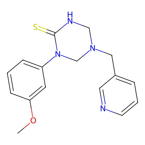 1-(3-Methoxyphenyl)-5-(pyridin-3-ylmethyl)-1,3,5-triazinane-2-thione structure