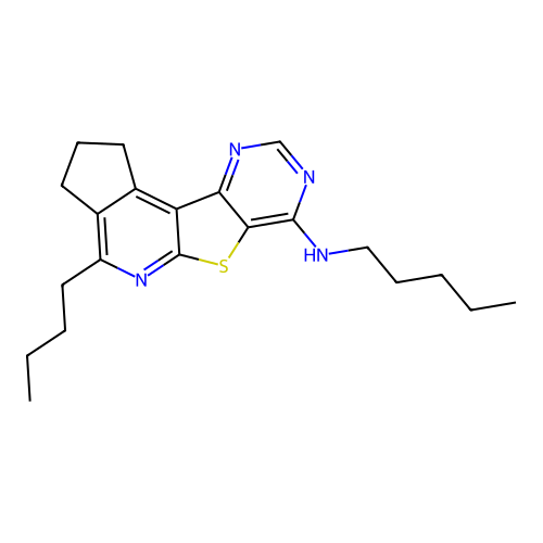 4-butyl-N-pentyl-2,3-dihydro-1H-cyclopenta[4',5']pyrido[3',2':4,5]thieno[3,2-d]pyrimidin-7-amine structure