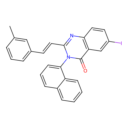 (E)-6-iodo-2-(3-methylstyryl)-3-(naphthalen-1-yl)quinazolin-4(3H)-one structure