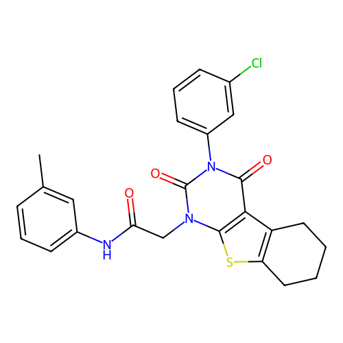 2-(3-(3-chlorophenyl)-2,4-dioxo-3,4,5,6,7,8-hexahydrobenzo[4,5]thieno[2,3-d]pyrimidin-1(2H)-yl)-N-(m-tolyl)acetamide structure